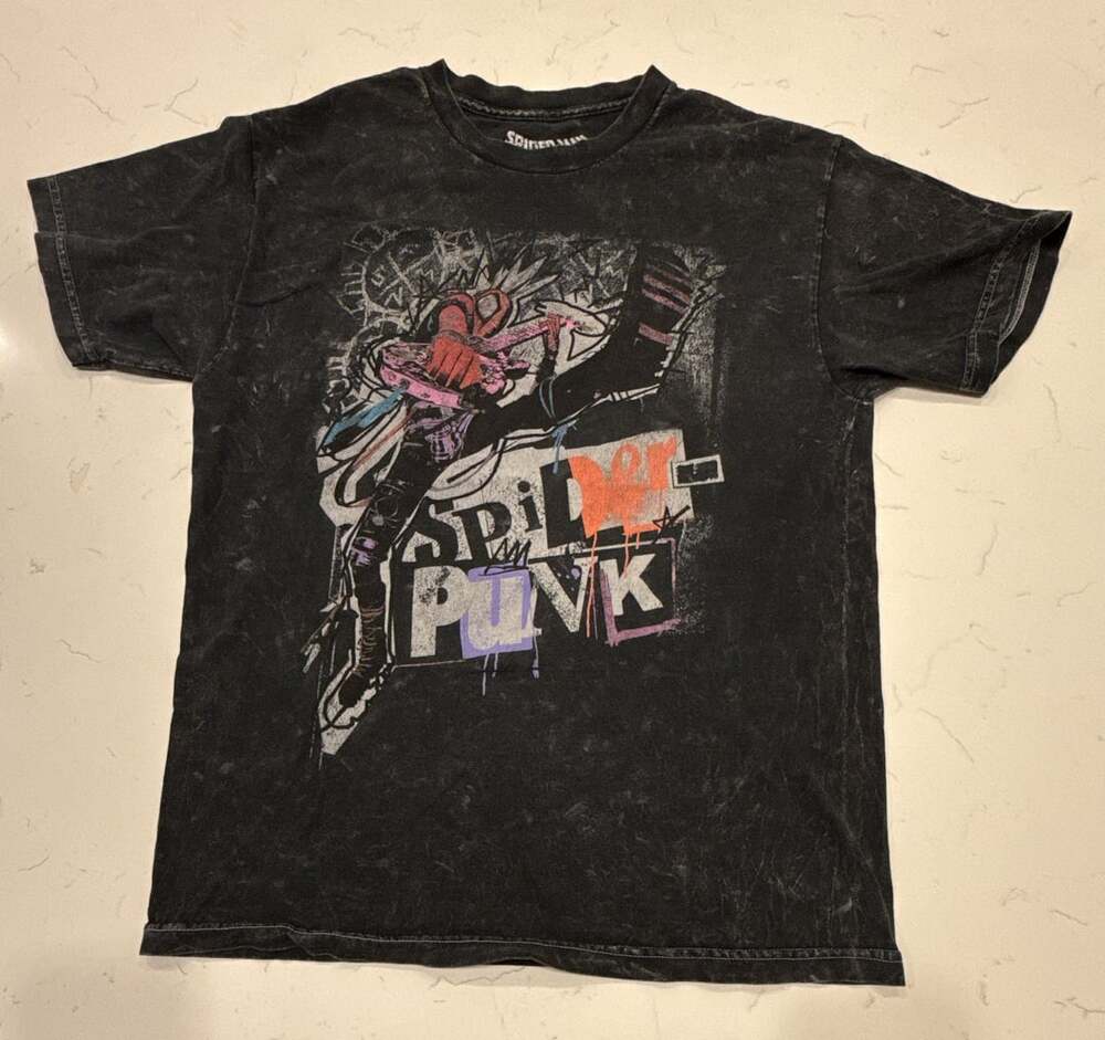 Marvel Spider-Man Spider-Punk Poster Mineral Wash T-Shirt SM